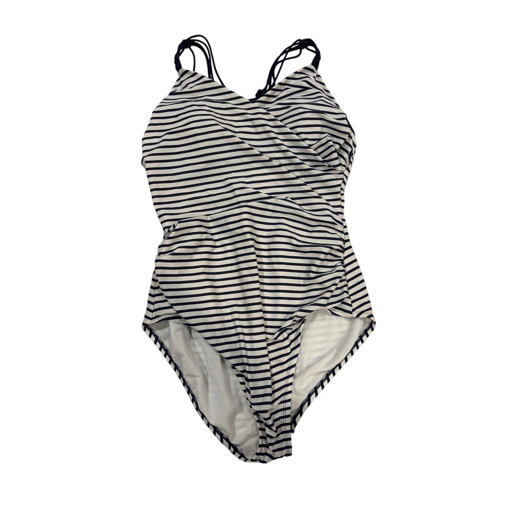 Kona Sol Striped Wrap One Piece Swimsuit SZ XL
